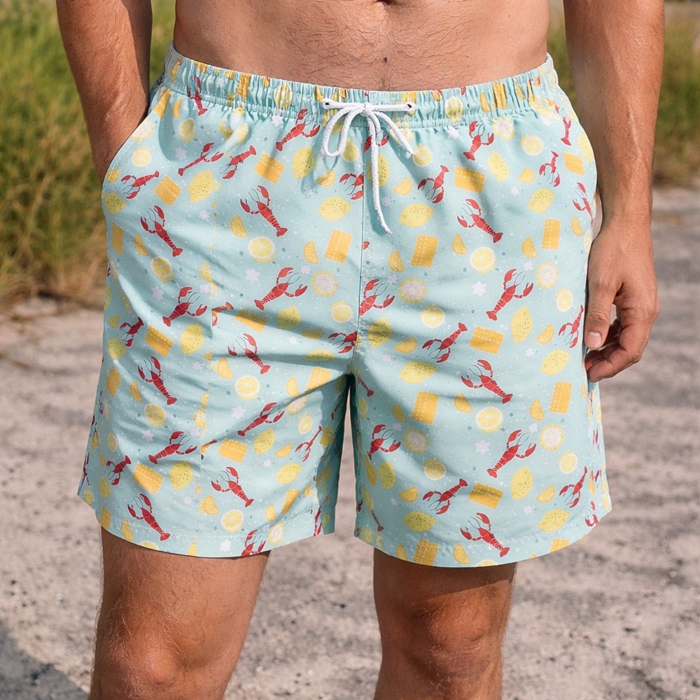 Magellan Lobster Swim Trunks 3XL Blue Seafood Boil Beach Pool Shorts Mens
